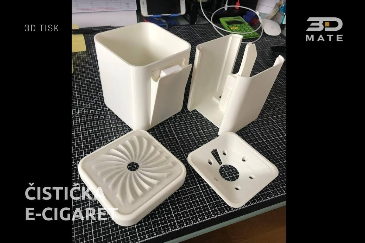 Hotový 3D prototyp čističky elektronických cigaret vytištěný na 3D tiskráně - 3Dmate.cz